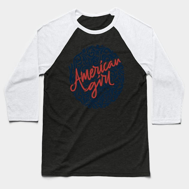 american girl Baseball T-Shirt by InisiaType